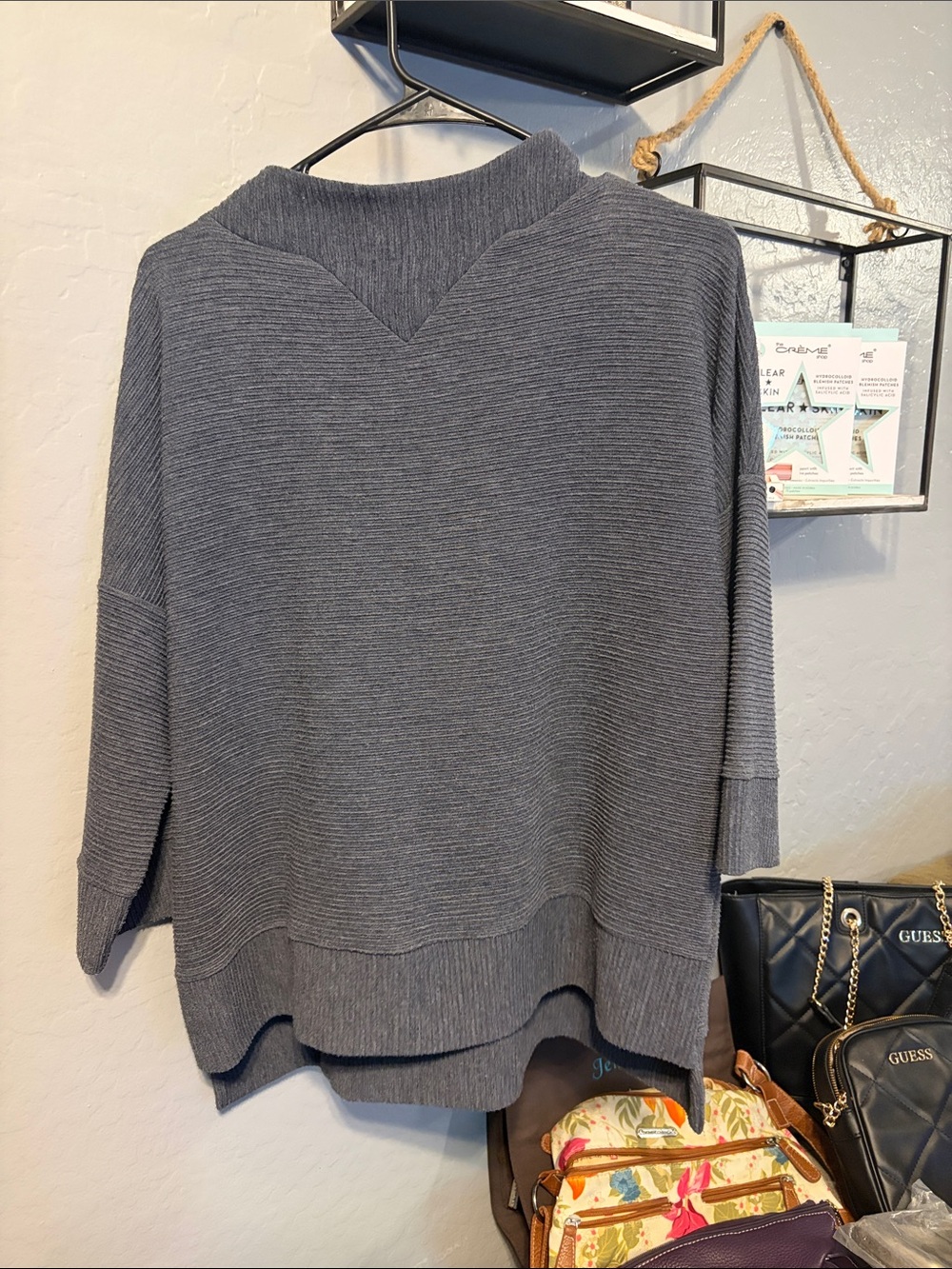 French Connection Charcoal Ribbed Turtleneck Sweater